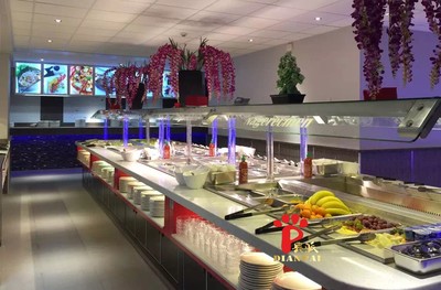 高端自助餐台大理石岩板材质保证品质单位食堂职工取餐台打餐台